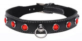 LEATHER CHOKER W/ RHINESTONES - RED